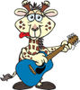 Cartoon Happy Giraffe Playing an Acoustic Guitar