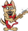 Cartoon Happy German Shepherd Dog Playing an Electric Guitar