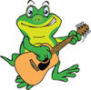 Cartoon Happy Gecko Playing an Acoustic Guitar