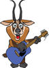 Cartoon Happy Gazelle Playing an Acoustic Guitar