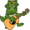 Cartoon Happy Alligator Playing an Acoustic Guitar