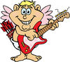 Happy Valentines Day Cupid Playing an Electric Guitar