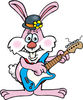 Happy Pink Easter Bunny Rabbit Playing an Electric Guitar