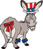 Patriotic Independence Day or Tax Time Donkey Looking Back
