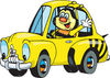 Bumble Bee Character Waving While Driving By In A Matching Car