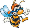 Black And Orange Hornet Wearing Shades And A Hat, Thrusting His Stinger Forward