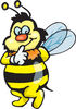 Bumble Bee Character Touching His Lips To Shush Someone While Tip Toeing