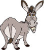Clipart Illustration of a Happy Gray Donkey Looking Back