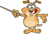 Smart Brown Dog Holding A Pointer Stick While Reviewing Rules Or Teaching A Less...