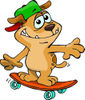 Sporty Brown Dog Wearing A Hat And Skateboarding