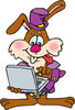 Bunny Rabbit Standing And Using A Laptop Computer