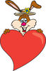 Bunny Rabbit Holding Up A Big Red Love Heart