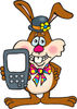 Bunny Rabbit Holding Up A Calculator Or Cell Phone With A Blank Screen, Ready Fo...