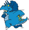 Blue Triceratops Running To The Left