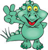 Peaceful Green Stegosaur Dinosaur Smiling And Gesturing The Peace Sign With His ...