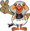 Peaceful Zebra Finch Bird Smiling And Gesturing The Peace Sign With His Hand