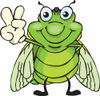 Peaceful Cicada Smiling And Gesturing The Peace Sign With His Hand