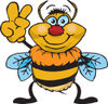 Peaceful Bumble Bee Smiling And Gesturing The Peace Sign With His Hand