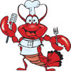 Clipart Illustration of a Friendly Chef Lobster Holding a Spatula and Fork