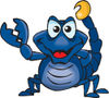 Peaceful Blue Scorpion Smiling And Gesturing The Peace Sign