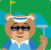 Golfer Bear Wearing Shades And Standing With A Club On A Golf Course