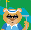 Golfing Bear Wearing Sunglasses and Holding a Club on the Course