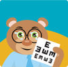 Friendly Optometry Bear Wearing Glasses and Holding an Eye Chart