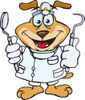 Dentist Dog Wearing A Head Lamp And Holding Up Tools