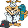 Doctor Dog Wearing A Head Lamp And Standing With A Medicine Bag, Holding Out A B...