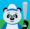Blue Eyed Giant Panda Bear Playing Baseball On A Field