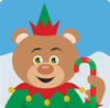 Green Eyed Christmas Elf Teddy Bear Holding A Candy Cane