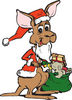 Christmas Santa Kangaroo Holding A Sack Of Toys And Presents
