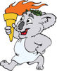 Koala Wearing A Laurel, Robe And Walking With A Torch