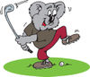 Golfing Koala Swinging a Club