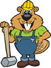 Beaver Character Construction Worker Leaning On A Sledgehammer