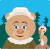 Bear Pilgrim Character Holding A Turkey