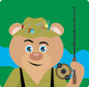 Fishing Teddy Brown Character