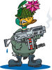 Military Soldier Duck Holding A Weapon And Wearing A Lotus Disguise