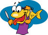 Hungry Yellow Fish Wearing A Bib And Holding A Knife And Fork