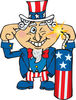 Uncle Sam Plugging His Ears And Lighting Fireworks
