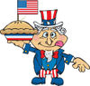 Uncle Sam Holding Up An Apple Pie With An American Flag On Top
