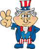Uncle Sam With One Hand Behind His Back, Gesturing The Peace Sign
