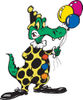 Birthday Party Crocodile Clown Holding Balloons