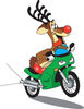 Rudolph The Red Nosed Reindeer Riding A Green Scooter