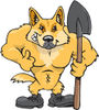Clipart Illustration of a Dingo Digger Holding A Shovel