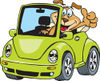 Clipart Illustration of a Dog Driving A Green Slug Bug Convertible And Giving The Thumbs Up