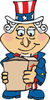 Clipart Illustration of Uncle Sam Holding A Cardboard Shipping Box