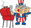 Uncle Sam Cooking On A Bbq Grill