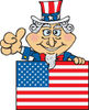 Uncle Sam Giving The Thumbs Up And Standing Behind A Flag
