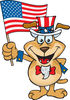 Patriotic Uncle Sam Dog Waving An American Flag On Independence Day
